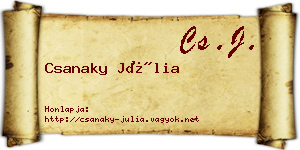Csanaky Júlia névjegykártya