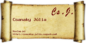 Csanaky Júlia névjegykártya
